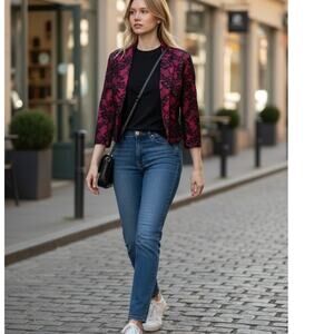 NWT Deadstock Y2K "Eyeshadow" fuschia mobwife cropped blazer